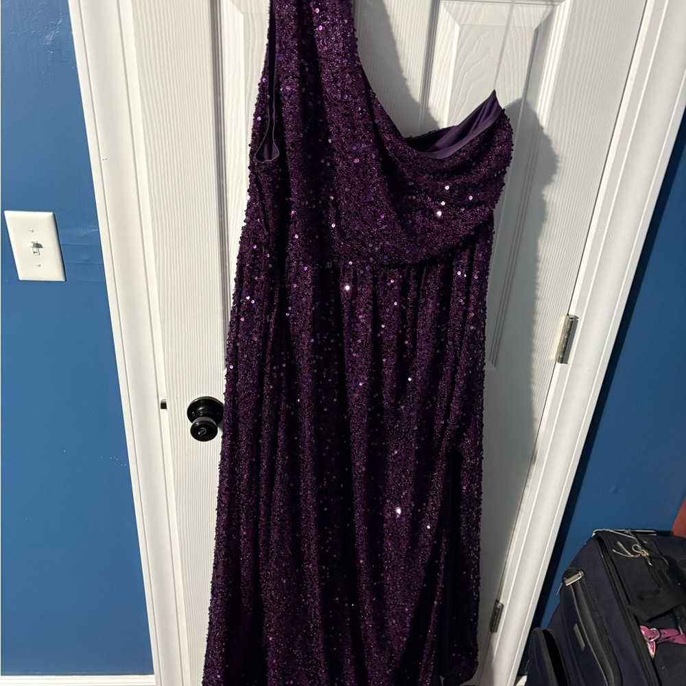 Elegant Purple One Shoulder Dress